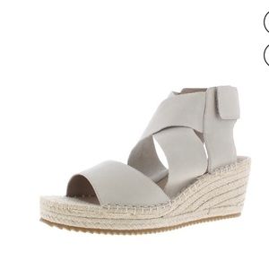 EILEEN FISHER Willow Espadrille Platform Wedges Bone Color Size 7; NWOT